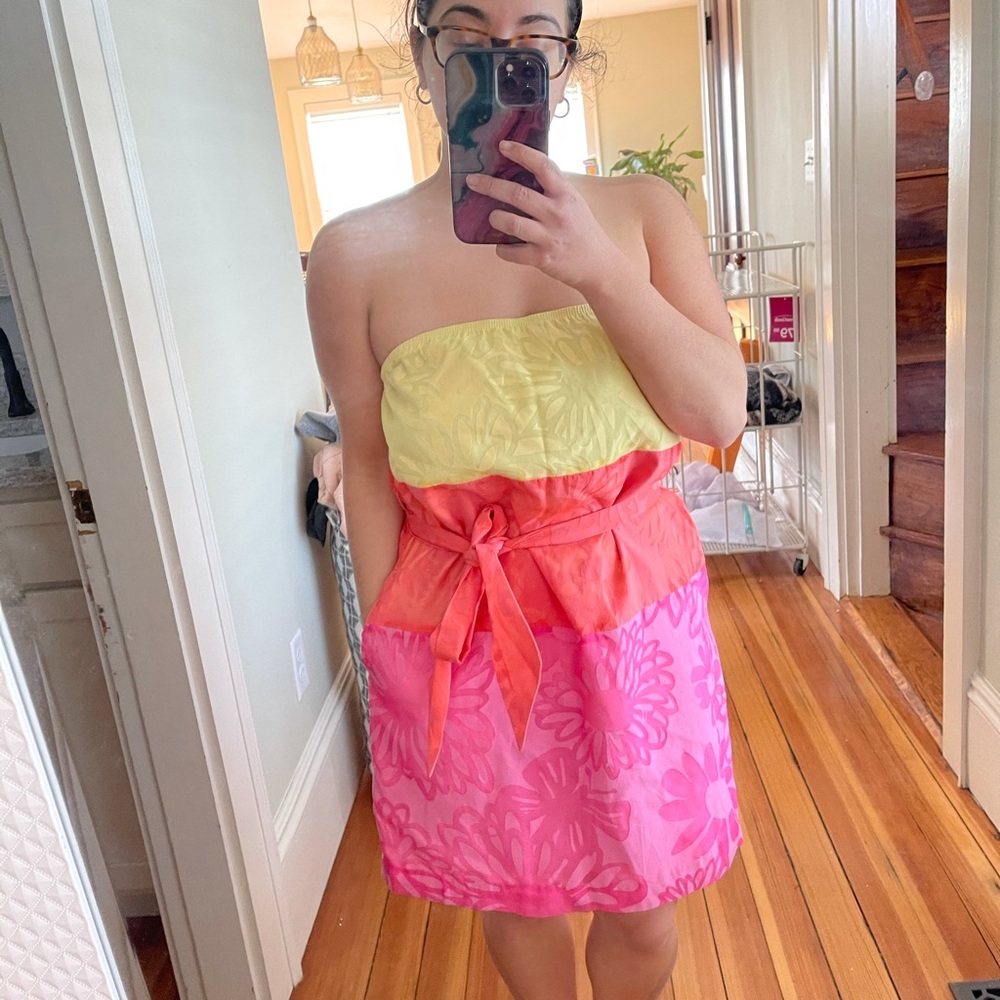 lilly pulitzer strapless burnout dress